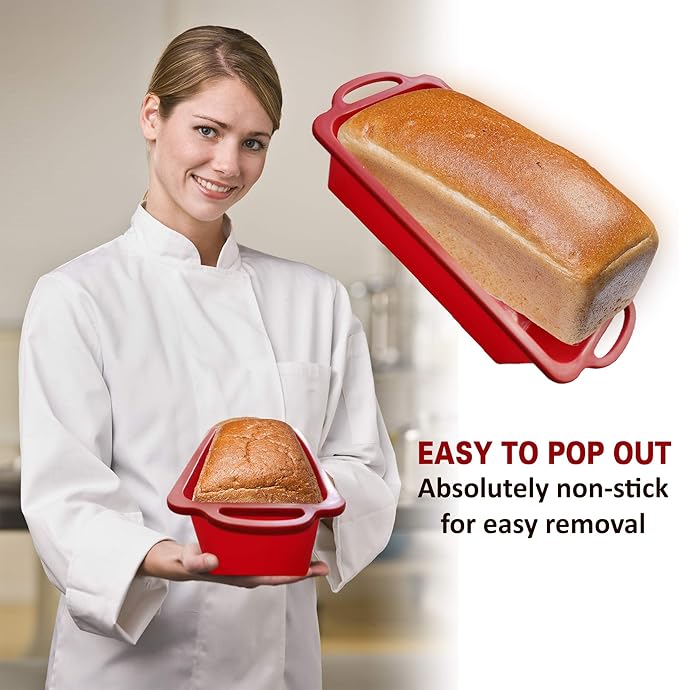 Silicone Bread Loaf Pan - Non Stick Silicone Loaf Pans for Baking - Meatloaf Bread Pans - BPA free Perfect for Oven & Dishwasher safe
