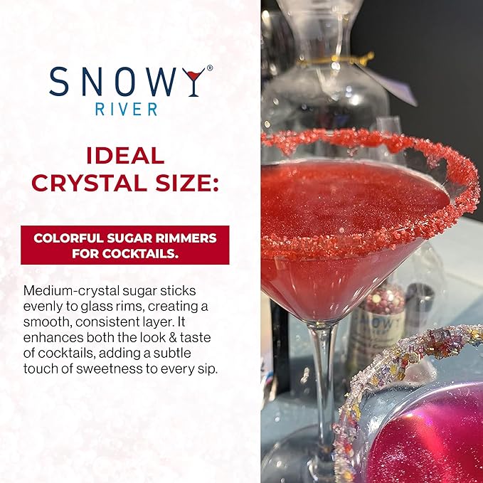 Snowy River Red, Cocktail & Margarita Sugar Rimmer - Vibrant Naturally Colored Sugar for Cocktail Rimming, Baking & Decorating, Medium Crystal - 4oz