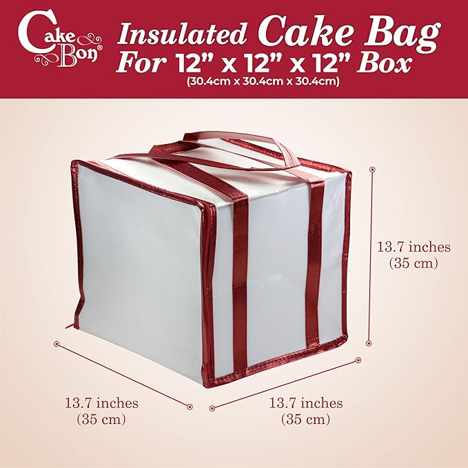 Cakebon 12-Inch Insulated Cake Bag with Ice Pack Sheets – Premium Cooling Solution for Cakes, Pastries & Cupcakes – Durable, Reusable, Moisture-Proof Design for Bakers & Food Deliveries (1-pack)