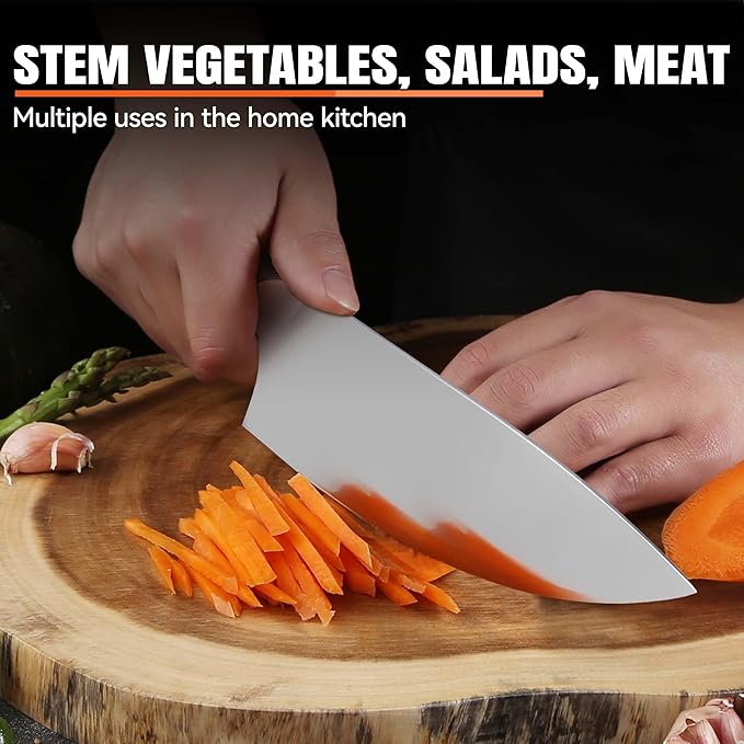 TUO Rocker Knife, 7 inch Salad Chopper Chef Knife for Herb Rocking and Veggie Chopping, Vegetable Cleaver in High Carbon Steel with Ergonomic Handle - Fiery Phoenix Series