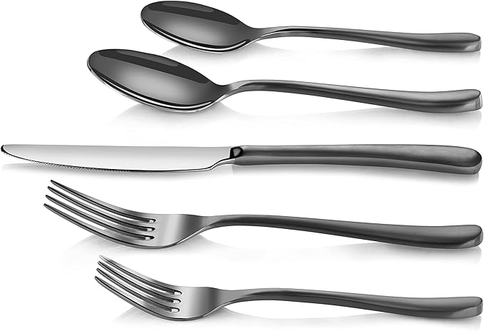 Artaste Rain II Forged 18/10 Stainless Steel (Black (Service for 4), (Flatware 20-Piece Set))
