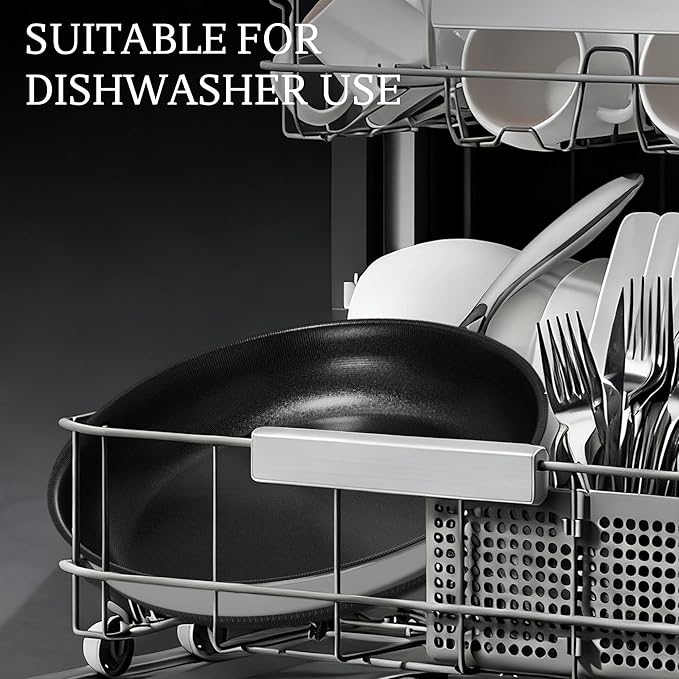 KITEXPERT Non Stick Frying Pans Set - 2 Piece (10, 12") Titanium Ceramic Pan with Lids, Nonstick Skillet Stainless Steel, PFAS PFOA & PTFE Free, Dishwasher & Oven Safe, All Cooktops Compatible