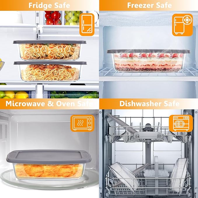 Glass Loaf Pans With Lids - 1.9 Qt for Baking Bread | Oven, Dishwasher, Fridge, Freezer & Microwave Safe | Suit for Lasagna, Meatloaf, Banana Bread - 2Pcs