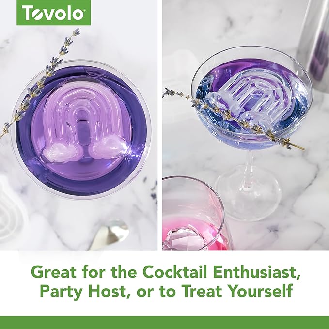 Tovolo Ice Cubes Mold Pack of 2 Large Craft Ice Molds for Whiskey Bourbon Cocktails, Easy Fill No Leak Silicone Ice Molds Gift for Him Stackable Dishwasher Safe BPA Free Heart Ice