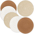 Trivets for Hot Dishes, Pots and Pans, 8 Inches Hot Pads 6 Pcs, Pot Holders for Kitchen, Heat Resistant Mat Protect Counter, Coasters Set Home Essentials Farmhouse Decor (Mix Brown)