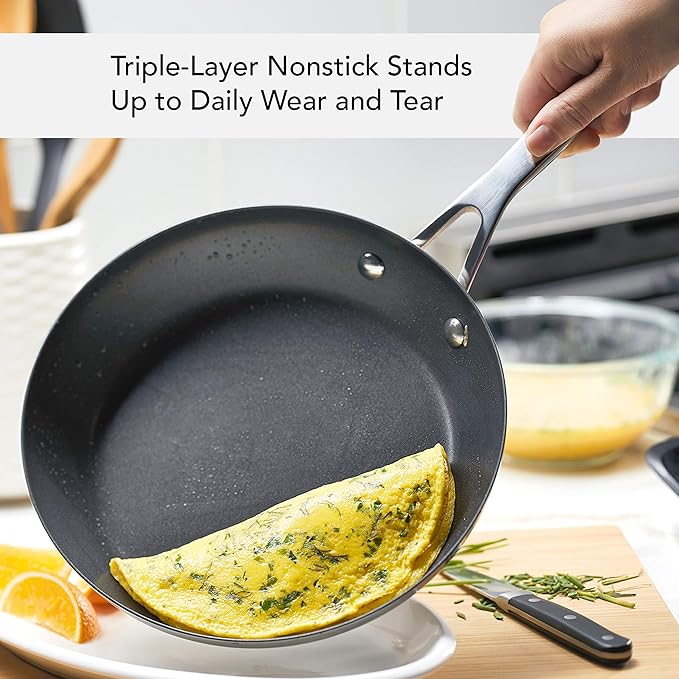 KitchenAid 71008 3-Ply Base Brushed Stainless Steel Nonstick Frying Pan/Fry Pan/Skillet, 9.5 Inch