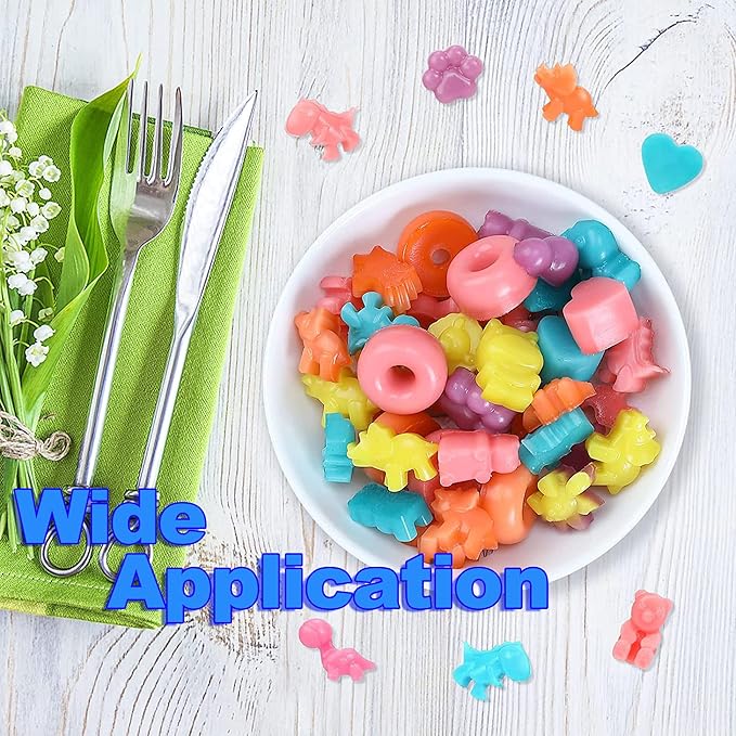 KRLIFCSL Gummy Molds 6 Pcs Set 299 Candies, 16 Shapes with 4 Droppers, 1 Clean Brush & 50 Package Bags, Including Dinosaur, Hearts, Sea Animals Nonstick Chocolate Molds (Mini Multicolor)