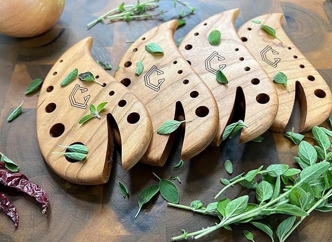 Herb Stripper, Cherry Hardwood Leaf Remover Tool, Kentucky Handcrafted for Cooking, Kale, Rosemary, Thyme, Gardening