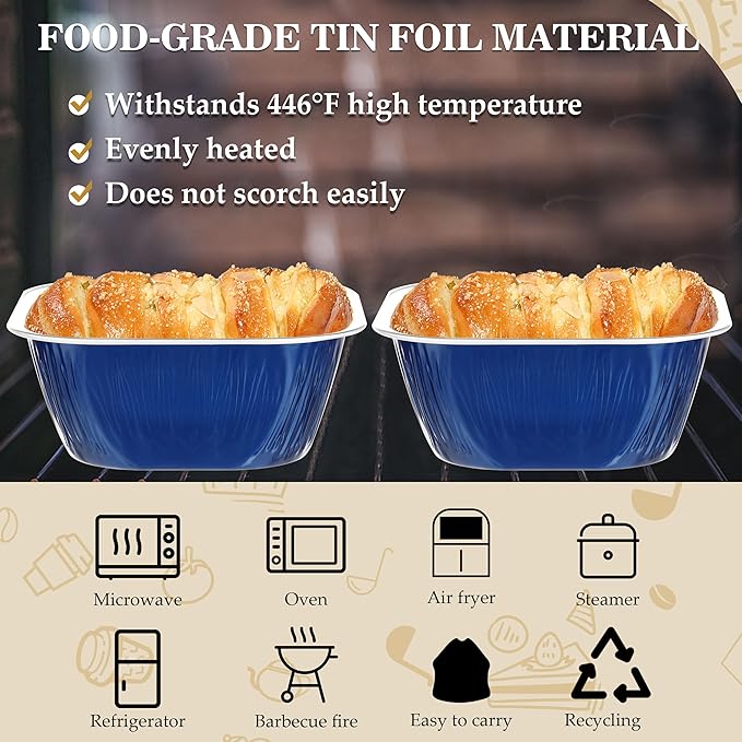30PCS 7.8OZ Mini Cake Pans with Lids - Individual Cupcake Containers for Birthday Party, Navy Blue