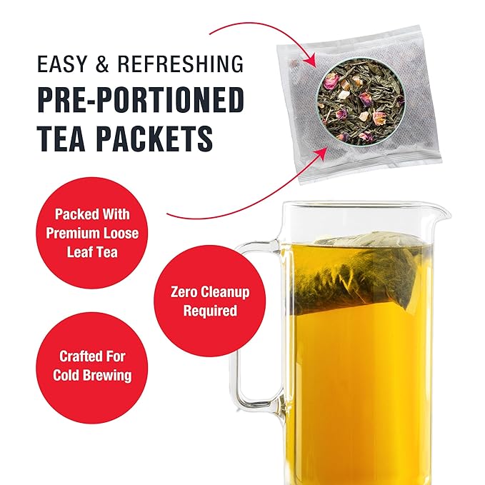Tiesta Tea - Fruity Paradise Cold Brew, Loose Leaf, Strawberry Pineapple Green Tea, Medium Caffeinated, Cold Brew Packets, Makes 64 oz of Pitcher Per Bag (Pack of 10)