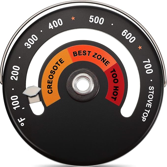 Frienda Wood Stove Thermometer Magnetic, Oven Temperature Meter Stove for Avoiding Chimney Pipe Damaged by Overheat(1 Piece)