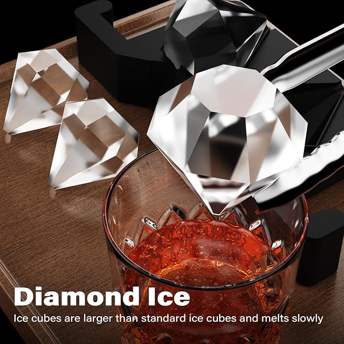 Clear Diamond Ice Cube Tray: Crystal Clear Ice Maker - Large Diamond Shape Ice Cube Maker for Whiskey Cocktails Bourbon
