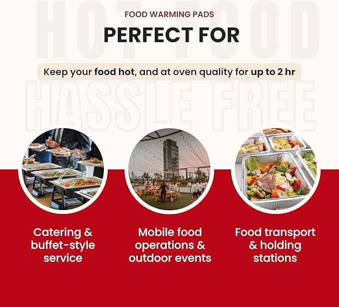 H°eats Flameless Food Warming Pads (72-Pack) - Full Size Food Warmers for Parties Buffet - Party Buffet Servers and Warmers - Heating Pads for Chafing Dish - Must-Have Catering Supplies
