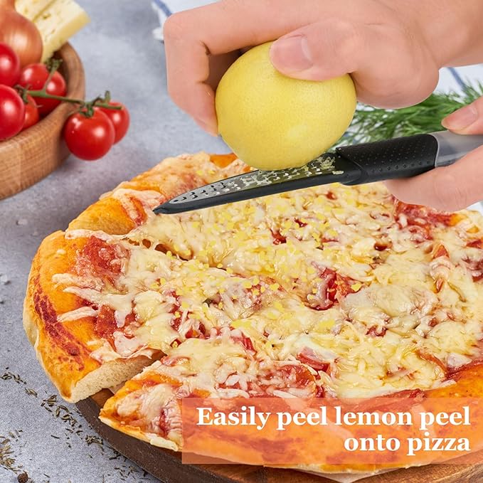 Lemon Zester Tool 4-in-1 with Channel Knife, Grater, Peeler & Stripper, Stainless Steel Citrus Zester for Kitchen, Cheese, Vegetables, Dishwasher Safe