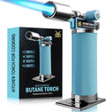 RAVS Butane Torch Lighter, Refillable Kitchen Torch with Safety Lock and Adjustable Flame, Creme Brulee Torch for Baking, BBQ, Blue Blow Torch for Cooking, Mens Gifts, Butane Gas Not Included