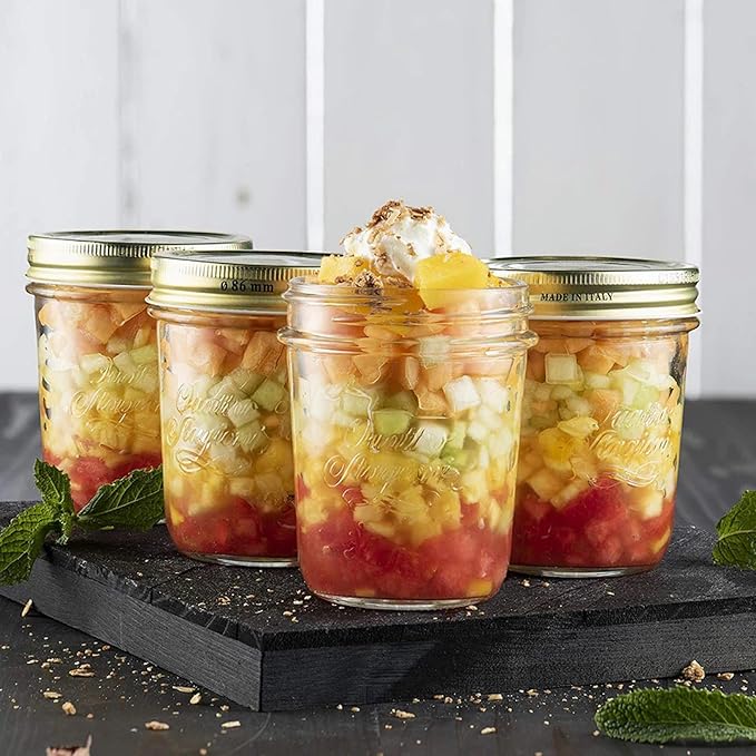 Bormioli Rocco Quattro Stagioni 10.75 oz Glass Preserving Jar (Set of 12) - Wide‑Mouth Twist‑Top Canister with Airtight Seal - Bee embossed Storage & Serving Vessel - Made in Italy, BPA‑Free