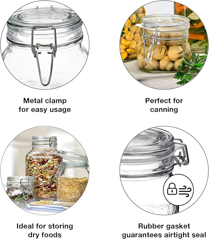 Bormioli Rocco Fido Cylinder 46 oz Airtight Jar (Set of 2) - BPA-Free Glass Ingredient Container - Ideal for Canning, Fermentation, Pantry Organization, Kitchen Storage - Dishwasher & Food Safe