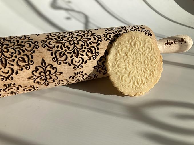 KALEIDOSCOPE ROLLING PIN LASER ENGRAVED for EMBOSSED COOKIES GIFT FOR FRIEND MOTHER BAKER