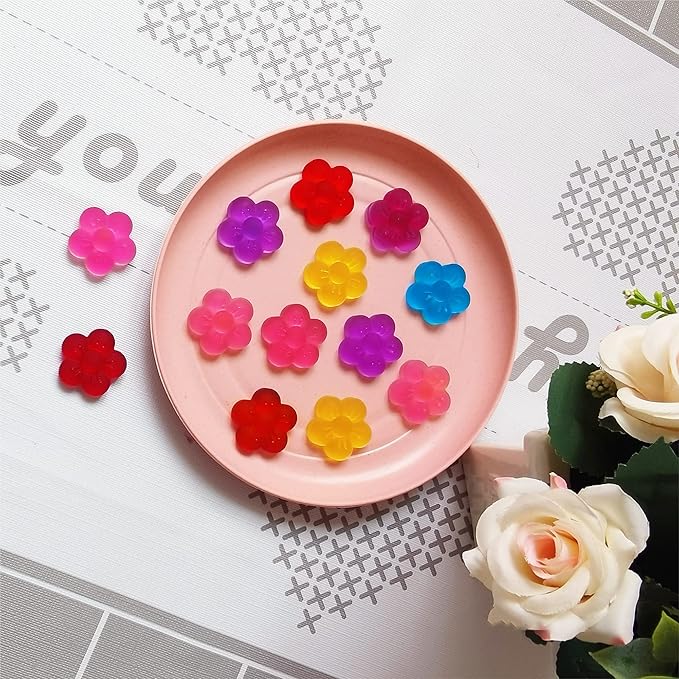 Heart Flower Blossom Molds Silicone for Chocolate Candy Gummy Cream Cheese Mints, Small Wax Melt Molds Flower Baking Molds Ice Cube Tray