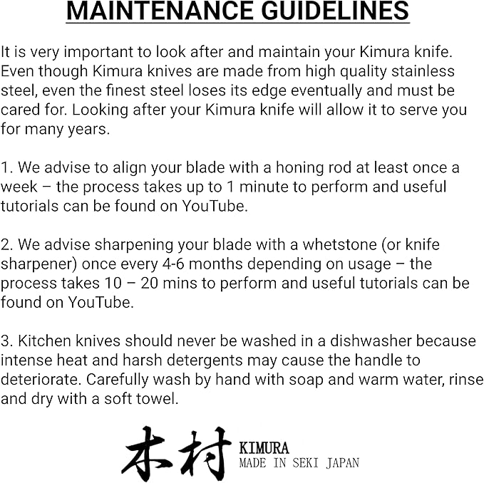 Kimura Kiritsuke Knife, [Made in Japan], 8 inch Professional Chef Knife, Ultra Sharp High Carbon Molybdenum Stainless Steel Kitchen Knives, Chefs Knives with Ergonomic Handle - Japanese Bunka