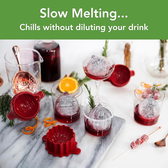 Tovolo Christmas Ornament Ice Molds, Odor and BPA Free - Dishwasher Safe, Set of 4, Ornament