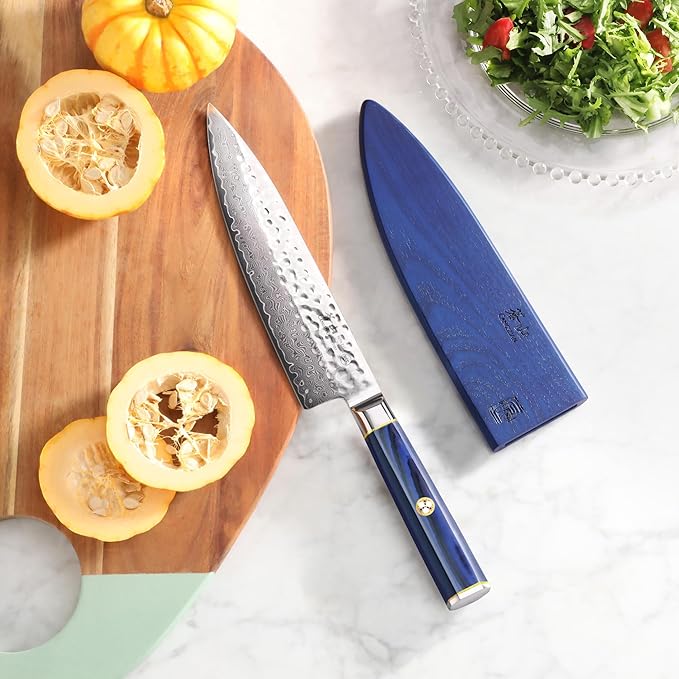 Cangshan KITA Series 8-Inch Chef's Knife with Sheath, High Carbon X-7 Damascus Steel, 501387