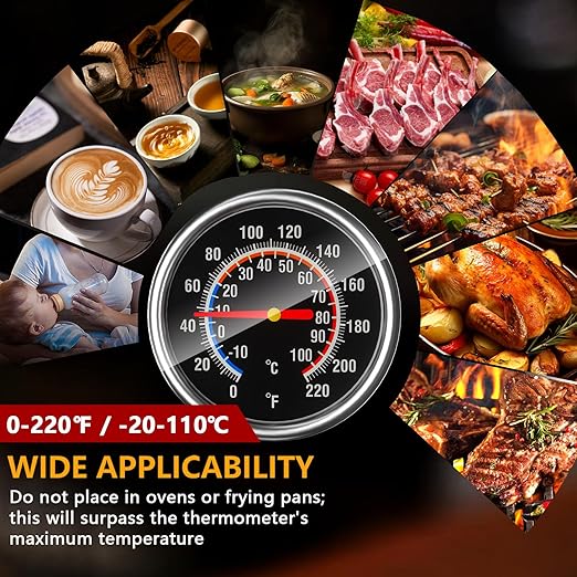 Meat Thermometer - Instant Read Food Thermometer with 5.5-Inch Stainless Steel Probe for Cooking, Steak, Bread, Chicken, Grilling, Milk, Tea & Coffee - 1.5-Inch Dial Kitchen Temperature (1PCS)