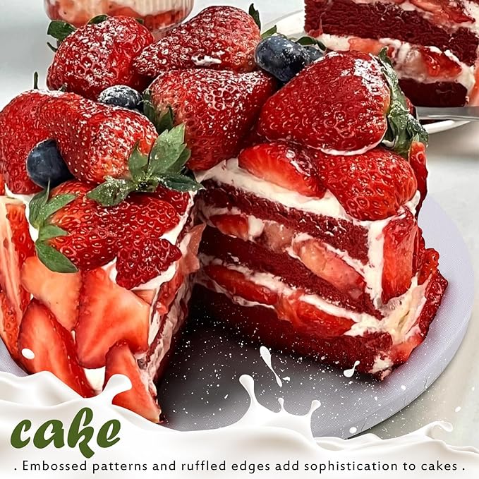 10-Pack Round White Cake Drum Board 12 Inch Sturdy 1/2 Inch Thick Full Wrap Edge Cake Base for Heavy Tiered Cakes(12" White)