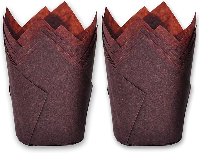 500 pcs Large size Brown Tulip Baking Cups 2-1/4"(Base diameter) x 4"(Wall height) Greaseproof paper baking cupcake Muffin liners