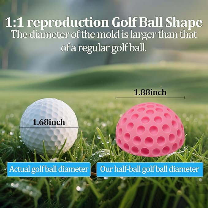 Sidosir Golf Ball Chocolate Silicone Molds for Cake Decorations,9-Cavity 3D Golf Ball for Ice, Hot Chocolate Bomb(3Pcs)