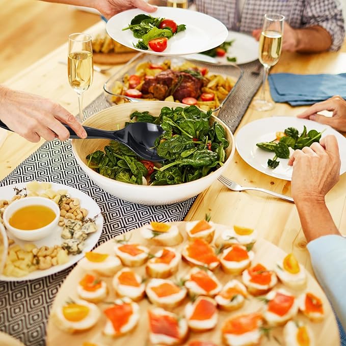 Supernal 36pcs Serving Utensils,Black Plastic Serving Utensils,Disposable Serving Utensils Set Include 9.75"Serving Spoons 9.75"Serving Forks 6.3"Plastic Serving Tongs for 12 Guests