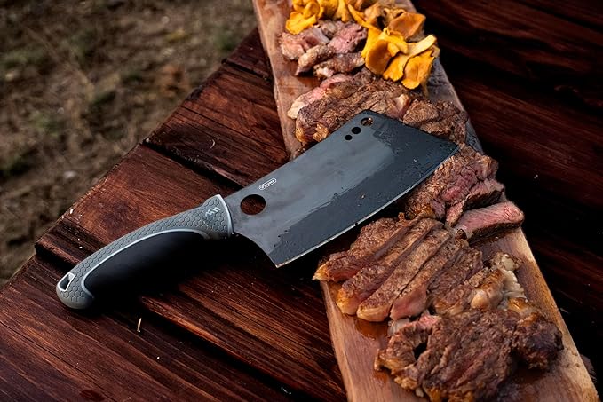 OUTDOOR EDGE ErgoMax Cleaver - Razor Sharp Meat Cleaver and Vegetable Kitchen Knife, Premium Titanium-Coated Steel Blades, Multipurpose Chef Knife for Home and Kitchen with Ergonomic Handle