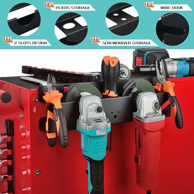 ULIBERMAGNET Angle Grinder Holder, Solid Steel Utility Storage Rack,Heavy Duty Wall Mount Storage Metal Shelf Holder for Angle Grinders, Cutters, Polishers,Screwdriver