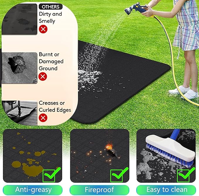UBeesize Thickened 60x36 inch Under Grill Mat for Outdoor Grill, Fireproof Mat for Lawn, Smokers, Gas Grills, Deck and Patio, Fireplace Mat Fire Pit Mat,Oil-Proof Waterproof Non-Slip BBQ Protector
