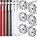 Xuhal 6 Pcs Stainless Steel Kitchen Thermometer with 5 Inch Long Stem 1 Inch Dial Thermometer Milk Frothing Food for Oven Probe Meat Grill BBQ Cooking Chocolate Water(Black, Red, White)