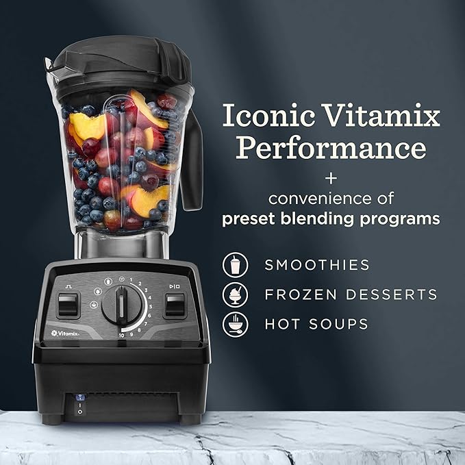 Vitamix Explorian with Programs, Three Blending Programs, Professional-Grade Blender for Smoothies and More, Self-Cleaning Kitchen Appliance, 64 Oz Container, Slate (Renewed Premium)