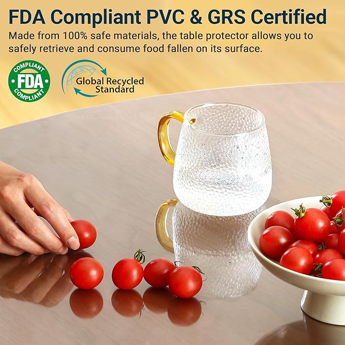 Clear Table Cover Protector Rectangle 36 x 48 Inch, 1.5mm Transparent Plastic Table Protector Waterproof, Anti-Scratch Clear Desk Mat for Office Desktop Dresser Dining Table, FDA Compliant