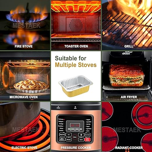 9"x6.5" Sturdy Foil Pans + Snap-On Lids (5 Pack) | 2X Thicker Heavy Duty Reusable 61oz | Grill Microwavable Multi-Use Pot | 3" Deep Disposable Aluminum Tin for Baking Cooking