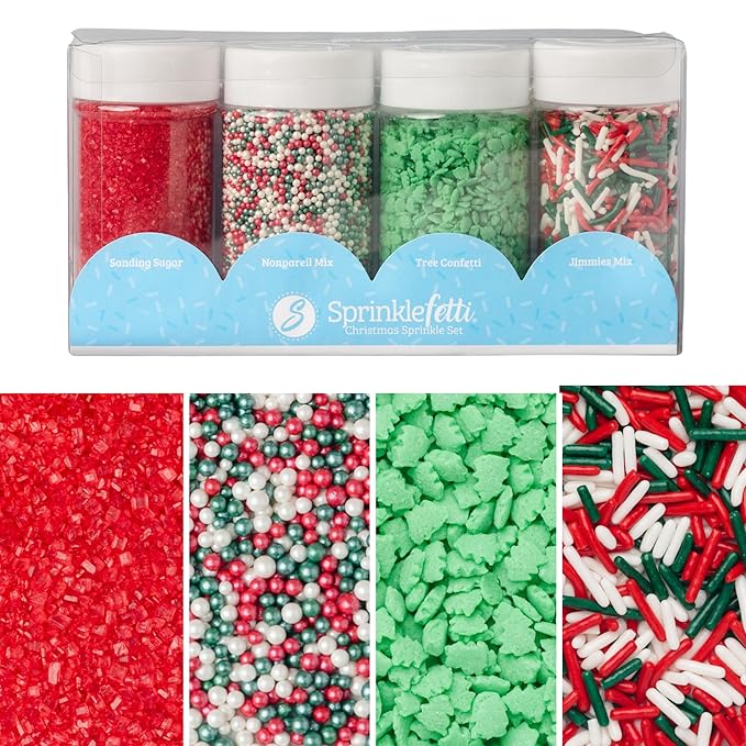 Sweets Indeed Christmas Sprinkles Mix – 10.90 oz Holiday Blend | Edible Jimmies, Nonpareils & Sugar Pearls for Decorating Christmas Cookies, Cakes, Cupcakes & Festive Desserts