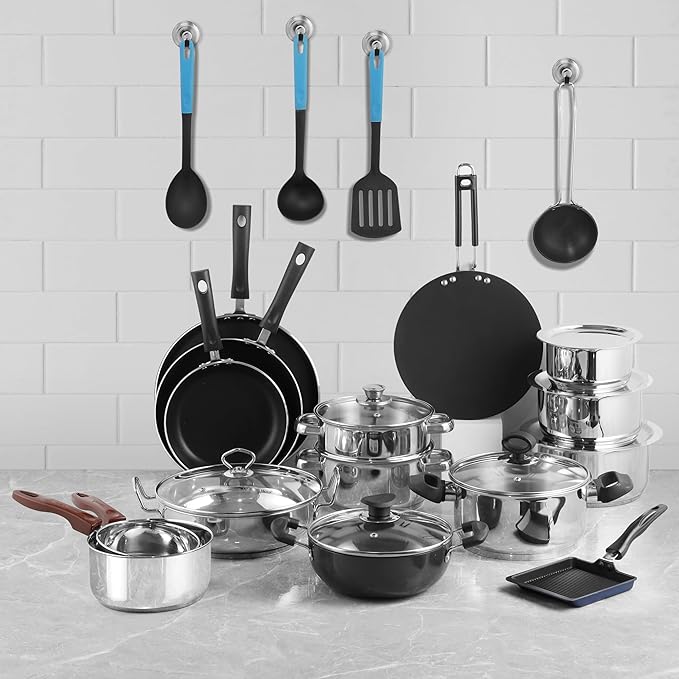 Vinod Platinum Triply Stainless Steel Sauce Pot, 372oz (11-Inch) | Heavy-Bottom | Induction & Gas Compatible | Riveted Handles | PFOA-Free & Dishwasher Safe