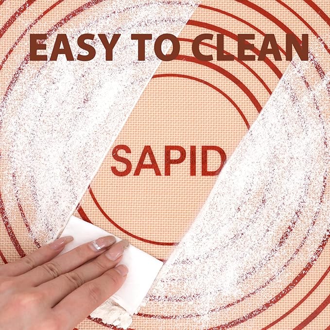 Sapid Extra Thick Silicone Pastry Mat Non-slip with Measurements for Non-stick Silicone Baking Mat Large, Dough Rolling, Pie Crust, Cookies, Kneading Mats, Countertop, Placement Mats (16" x 24", Red)