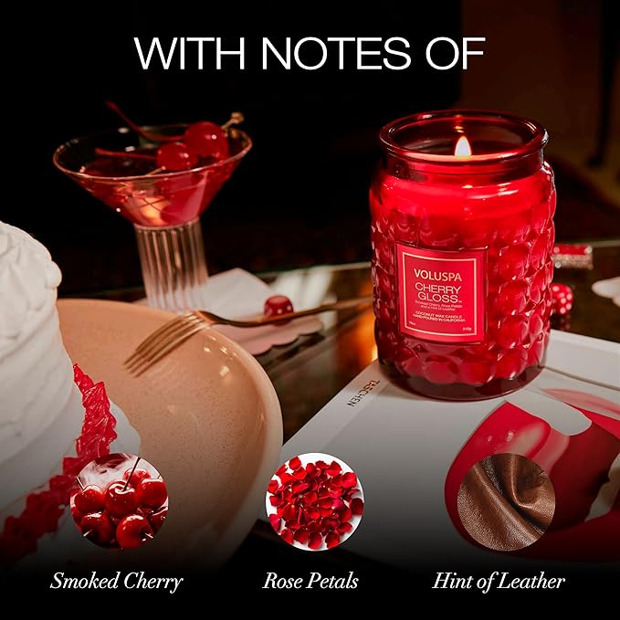 VOLUSPA Cherry Gloss 18 oz Scented Coconut Wax Candle for Home Fragrance