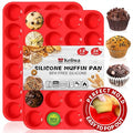 24 Cups Cupcake Pan,Mini Silicone Muffin Pan,Nonstick Food Grade Silicone Baking Cups,Great for Making Muffin Cakes, Tart, Bread - 2 PCS