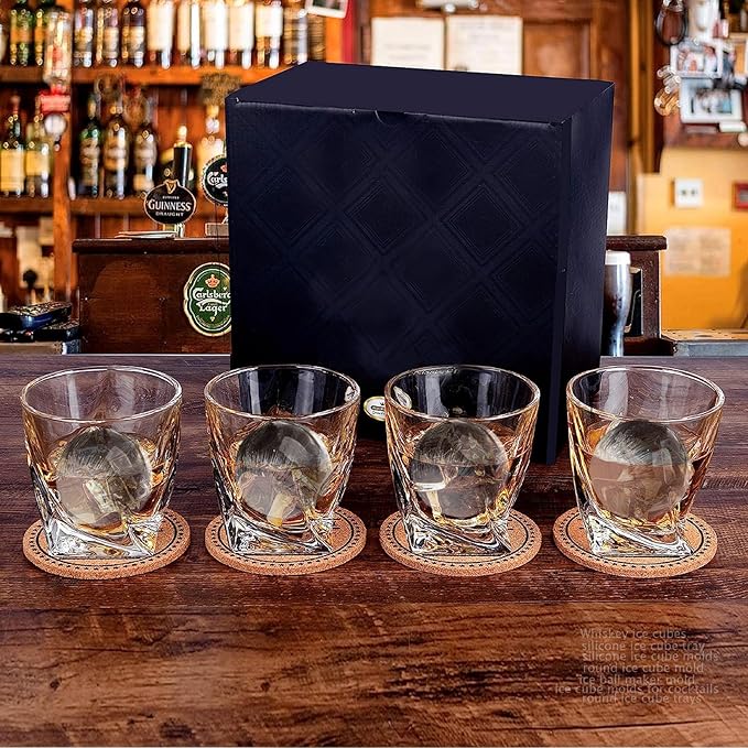 Round Ice Cube Mold,1.8 INCH x 8,Whiskey Ice Cubes Mold,Circle Ice Cube Tray with Lid,Ice Ball Maker Mold Sphere Ice Cube,Large Ice Cube Molds for Whiskey,Cocktails,Coffee