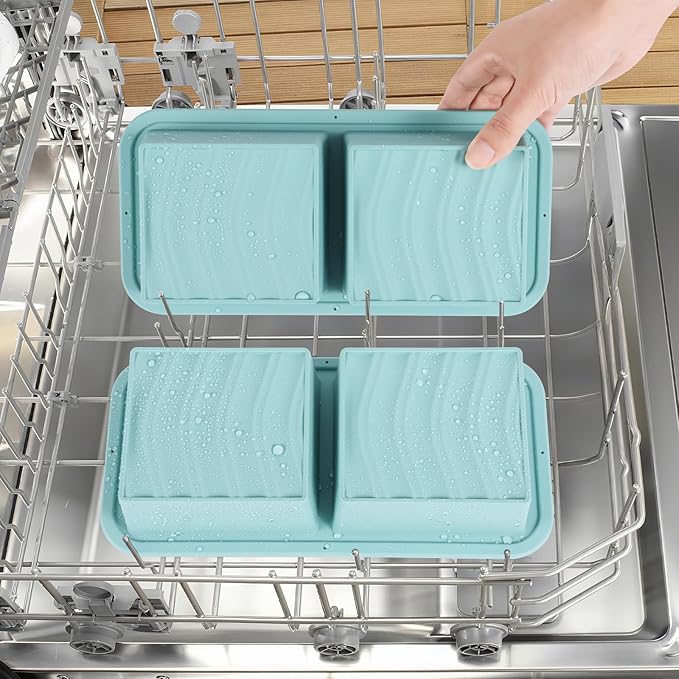 Silicone Freezer Trays with Lids 2 Cup Soup Freezer Containers Molds with 10 Large Freezer Bags, 2 Pack Ice Cube Trays for Freezing Soups, Stews, and Sauces, Dishwasher Safe
