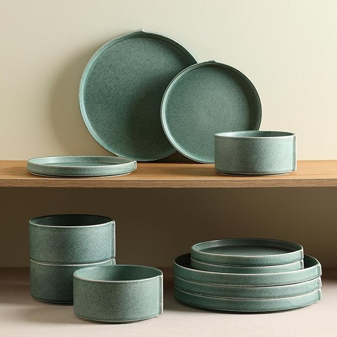 Stone Lain Bao 24-Piece Dinnerware Set Stoneware, Green