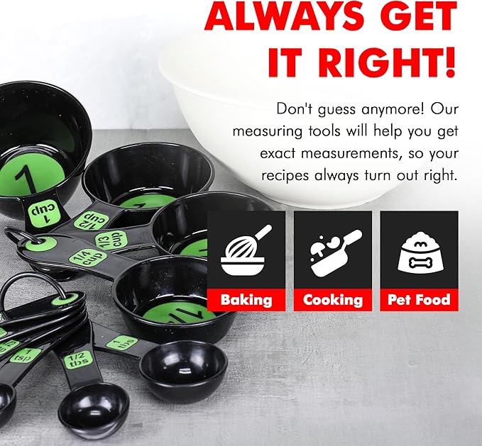 Chef Craft Easy to Ready Plastic Measuring Cup Set, 10 piece set, Green