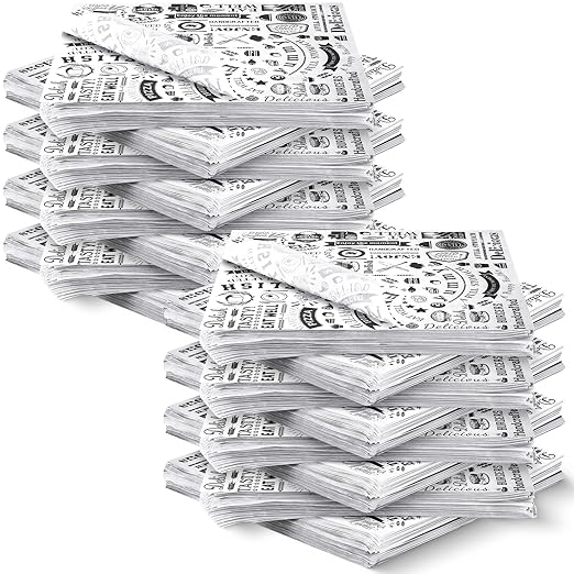1800 Pcs 12 x 12 Inch Deli Wax Paper Sheets Grease Resistant Tray Basket Liners Newsprint Paper Water and Grease Proof Sandwich Wrapping Square Hot Dog Wrappers for Food Baking (White)