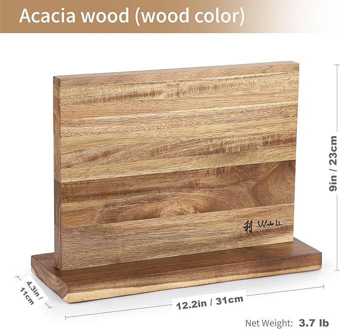 Wakoli Damascus Knife Block Set – 4-Piece Professional Chef Knife Collection with Magnetic Block | Genuine 67-Layer Damascus Steel Blades with VG10 Core | Ergonomic Zebrawood Handles