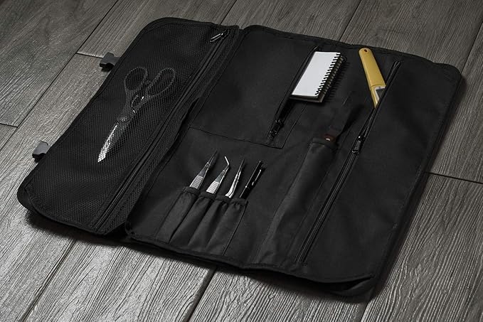 Asaya Chef Knife Roll Bag - 20 Total Pockets for Knives and Kitchen Utensils - Made with Stain Resistant Waxed Nylon - For Chefs and Culinary Students - Knives Not Included(Grey)